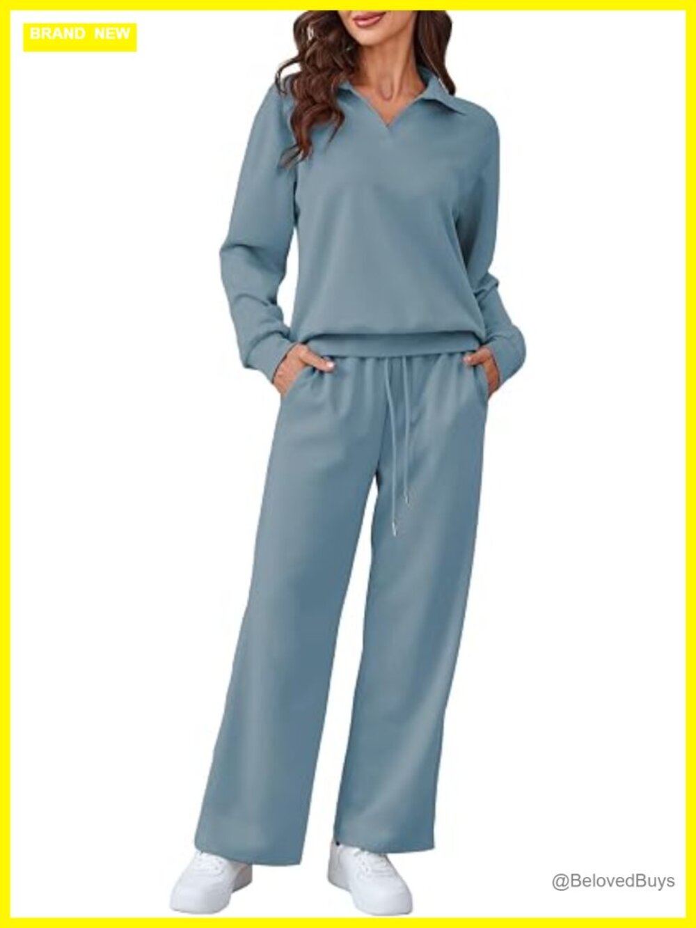 2 Piece Lounge Set Matching Sweatshirt Sweatpants Tracksuit Travel Outfit